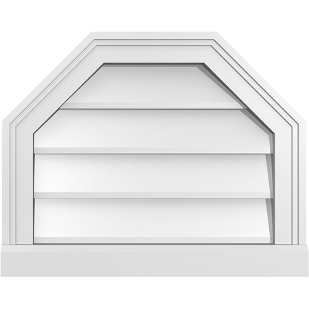 Ekena Millwork Octagonal Top Surface Mount PVC Gable Vent w/ 2"W x 2"P Brickmould Sill Frame, 20"W x 16"H GVPOT20X1603SN